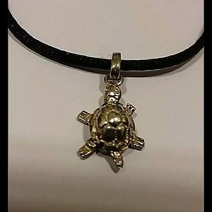 Silver (980) Turtle Rope Necklace (925 clasp) 15"